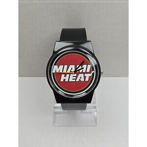 FLUD Miami Heat NBA Basketball Black Silicone Analog Quartz Watch New Battery